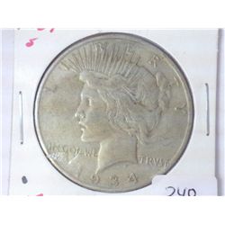 1934-S PEACE SILVER DOLLAR (KEY DATE)