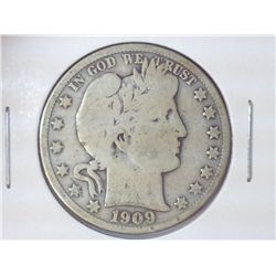 1909 BARBER HALF DOLLAR (VERY GOOD)
