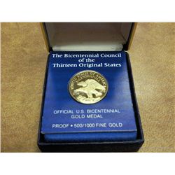 1776-1976 GOLD US BICENT. MEDAL PF FRANKLIN MINT