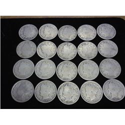 20 ASSORTED LIBERTY "V" NICKELS