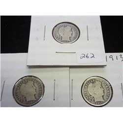 1905,07 & 13 BARBER DIMES