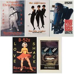 5 Concert Posters Elvis, Grand Funk, Supremes, B52s