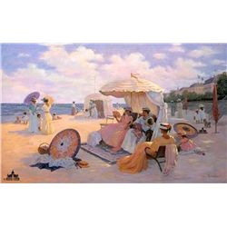 Christa Kieffer - A Day at the Beach 1900 Lithograph