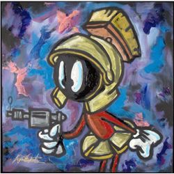 Dick Duerrstein Orig Marvin the Martian w/Gun Painting