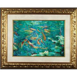 Goldfish Pond Framed Art Print from Watercolor