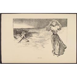 Charles Gibson Girl Orig Book Print 1896 TEMPTATION