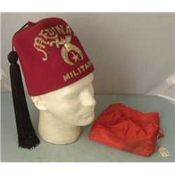 VINTAGE SHRINER'S MASONIC FEZ- BULLION MEDINAH MILITARY
