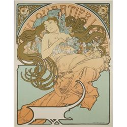 Alphonse Mucha : Bare Breasted Woman Art Print Nude