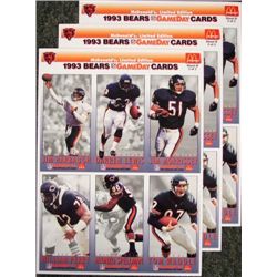 3 Chicago Bears '93 GameDay McDonalds Uncut Card Sheets