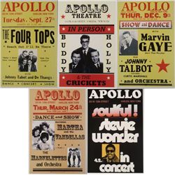 5 Apollo Theater NY Concert Posters Motown, Buddy Holly