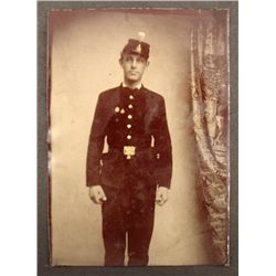 Antique Tintype Photo Military Academy Gold Painted