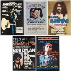 5 Classic Concert Posters Dylan, Lennon, Cash, Zappa