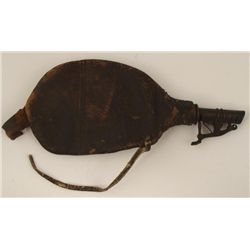 ORIGINAL CIVIL WAR ERA LEATHER BLACK POWDER FLASK