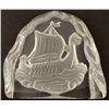 Image 1 : GLASS DESK ORNAMENT WITH TALL SHIP "NORGE" CARVED/FROST