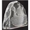 Image 2 : GLASS DESK ORNAMENT WITH TALL SHIP "NORGE" CARVED/FROST