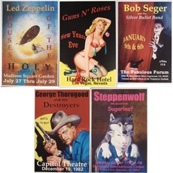 5 Rock Concert Posters Zeppelin Steppenwolf Seger