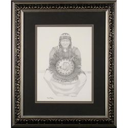 Paul Stone Signed Native American Art Print Woman Frmd