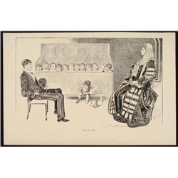 Charles Gibson Girl Orig Book Print 1896 TRIAL,CHURCHES