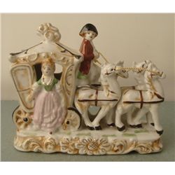 Vintage Porcelain Princess Horses & Carriage Figurine