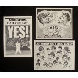3 Mets World Series Orig NY  Daily News Inserts 1986
