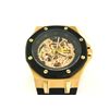 Image 1 : Lucien Piccard Men's 'The Trans' Watch in Stainless Steel with 18K Rose Gold and Rubber Strap (28586