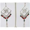 Image 1 : Silver Multi-color Torquoise Earrings