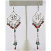 Image 2 : Silver Multi-color Torquoise Earrings