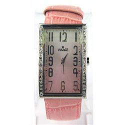 Visage Diamond Leather Strap Watch