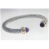Image 2 : David Yurman Silver,14K Gold, Amethyst Bangle.