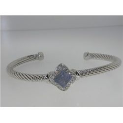 David Yurman 18K White Gold Chalcedony Diamond Bangle