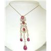 Image 1 : 14K Yellow Gold Diamond & Tourmaline Necklace