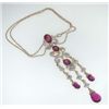 Image 2 : 14K Yellow Gold Diamond & Tourmaline Necklace