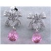 Image 1 : 18k White Gold Dangling Earrings w/ Diamonds & Topaz
