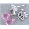 Image 2 : 18k White Gold Dangling Earrings w/ Diamonds & Topaz