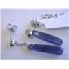 Image 2 : 14k White Gold Dangling Earrings with Blue Quartz