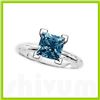 Image 1 : Natural 1.00 ctw Blue Diamond Princess Cut Solitaire 14kt Gold-White