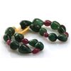 Image 1 : Natural Emerald, Ruby Teardrop Bracelet and Pearl 73.24ctw with brass clasp (Graduated)