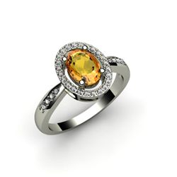 Citrine 1.50 ctw & Diamond Ring 18kt W/Y  Gold