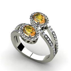 Citrine 1.23 ctw & Diamond Ring 18kt W/Y  Gold