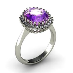 Amethyst  4.72 ctw & Diamond Ring 18kt W/Y  Gold