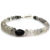 Image 1 : Natural Black Rutile Faceted Onion Shape Graduated Briolettes Bracelet with Faceted Onyx at the Cent