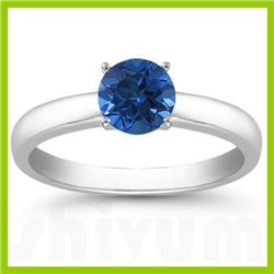 Genuine 1.0 ctw Sapphire Solitaire Ring 14kt Gold-White