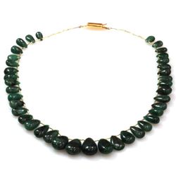 Natural Emeralds Smooth Teardrops Briolettes Graduated Stringing Necklace 157.80ctw with brass clasp