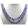Image 1 : Natural 2Row Tanzanite Smooth Teardrop Beads Stringing Necklace Gemstone 155.00ctw with brass clasp