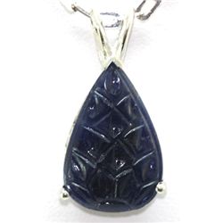 Genuine 9.70 ctw Carving Sapphire DesignPendant 14kt W/Y Gold