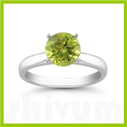 Genuine 0.85 ctw Peridot Solitaire Ring 14kt Gold-White