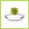 Image 1 : Genuine 0.85 ctw Peridot Solitaire Ring 14kt Gold-White