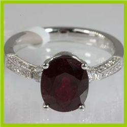 Genuine 5.02 ctw Ruby & Diamond  Ring 18kt Gold-White