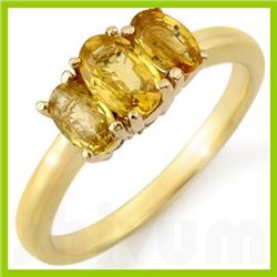 Genuine 1.20 ctw Yellow Sapphire Ring 10kt Gold-Yellow