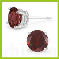 Genuine 4.0 ctw Garnet Stud Earrings 14kt Gold-White